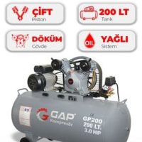 Hava Kompresörü Pistonlu 200 lt 2 Kafa 8 Bar Gp200