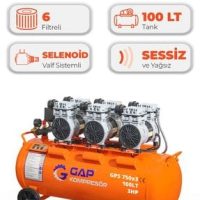 Hava Kompresörü Sessiz ve Yağsız 100 lt Gps750x3