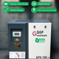 İnvertörlü Vidalı Hava Kompresörü 10hp (Tek Makine) Gpv10e